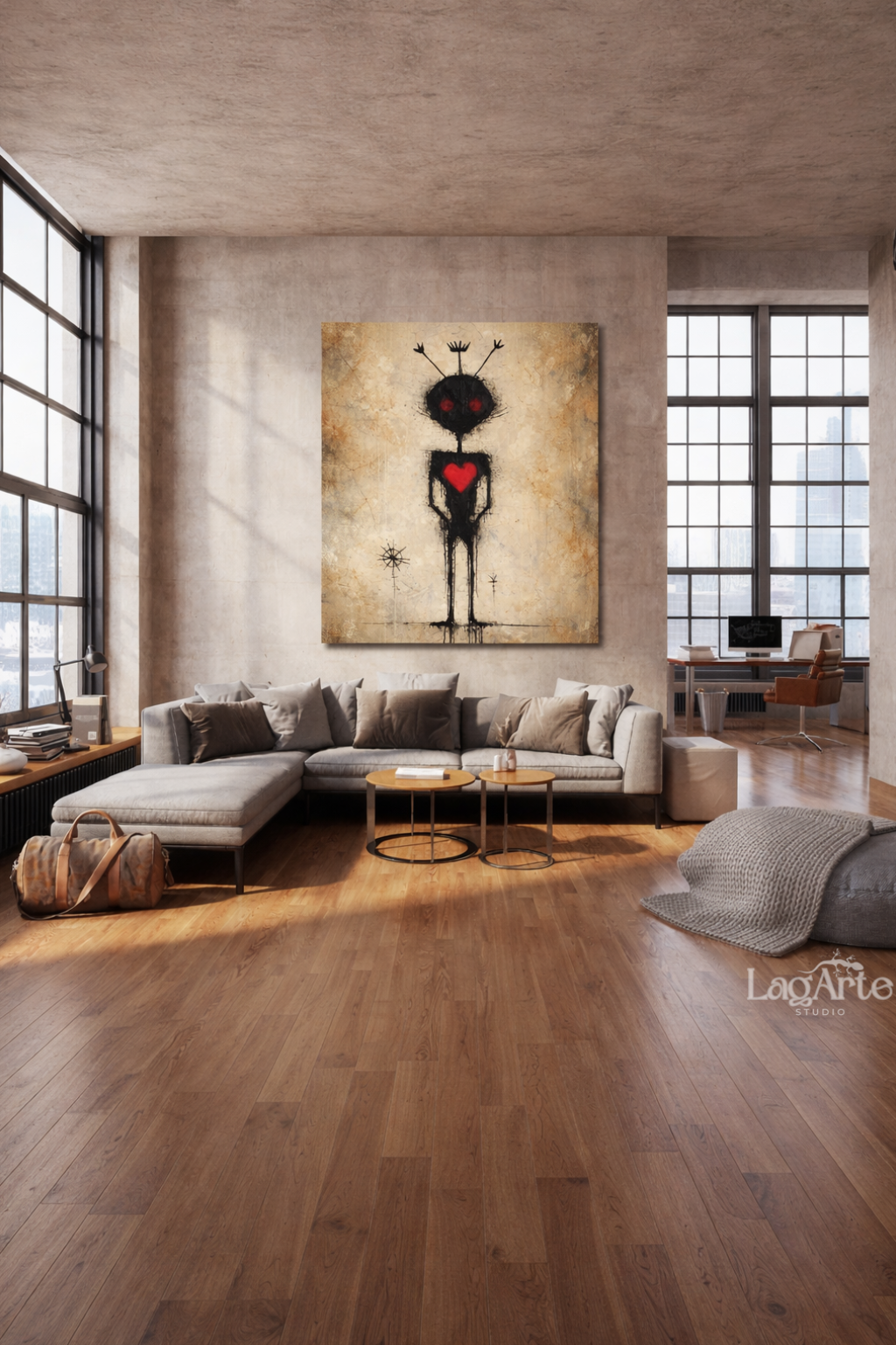 Neo-Expressionist Abstract Graffiti Figure With Crown Canvas Wall Art