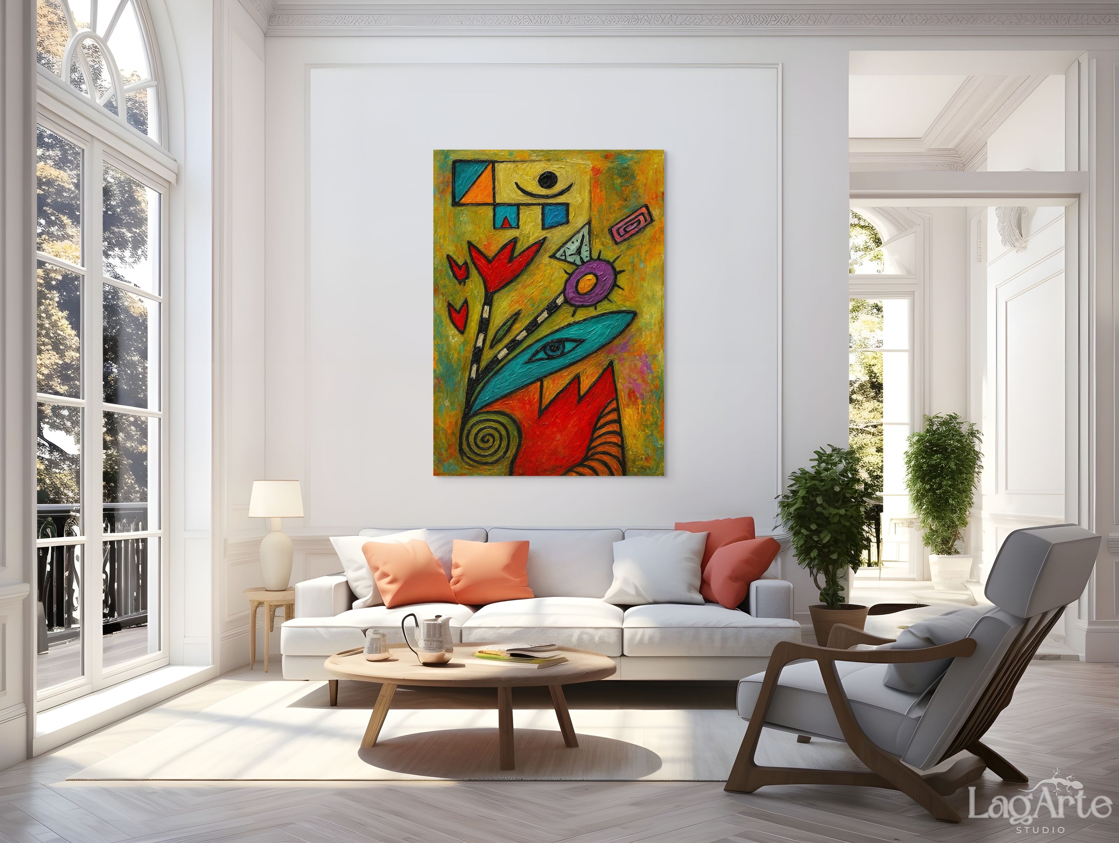 Abstract  canvas wall art in modern living room