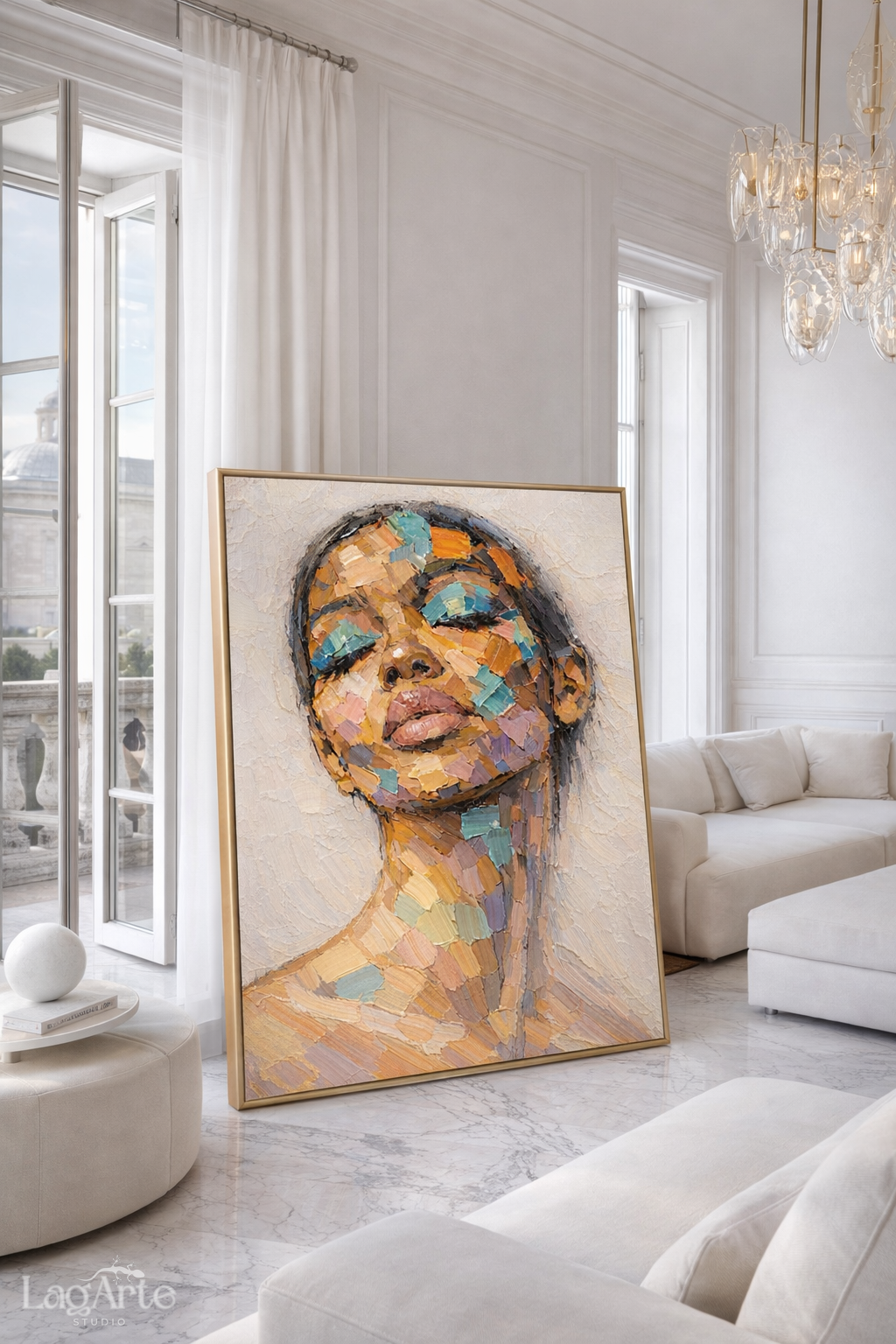 palette knife abstract female portrat wall art