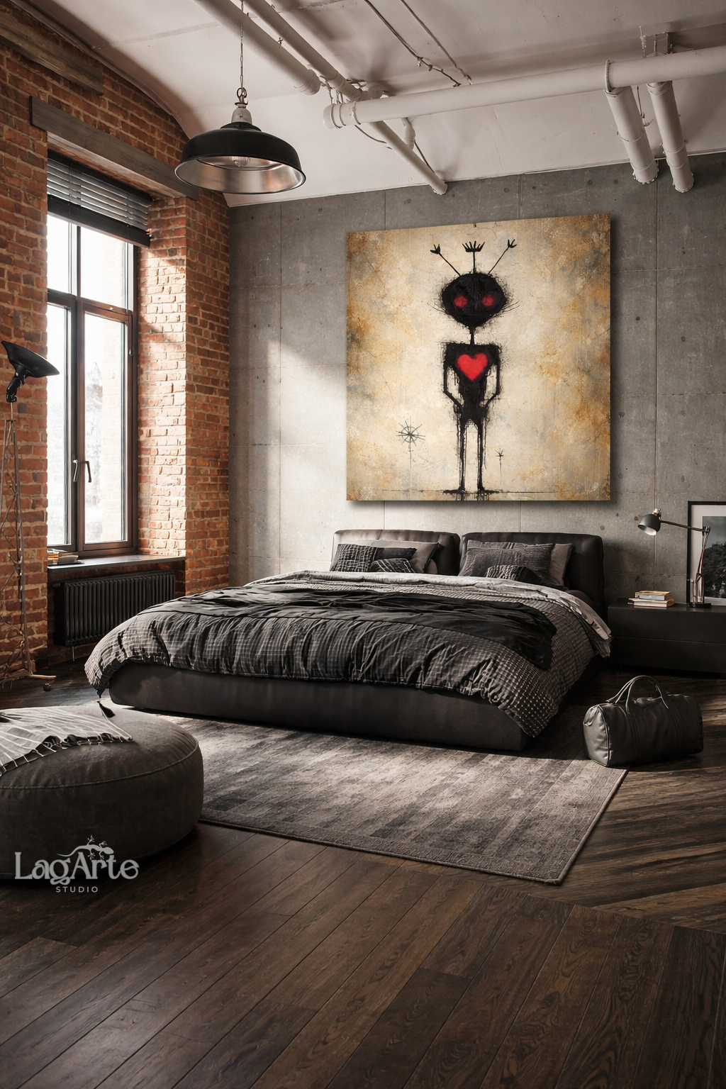 Neo-Expressionist Abstract Graffiti Figure With Crown Canvas Wall Art