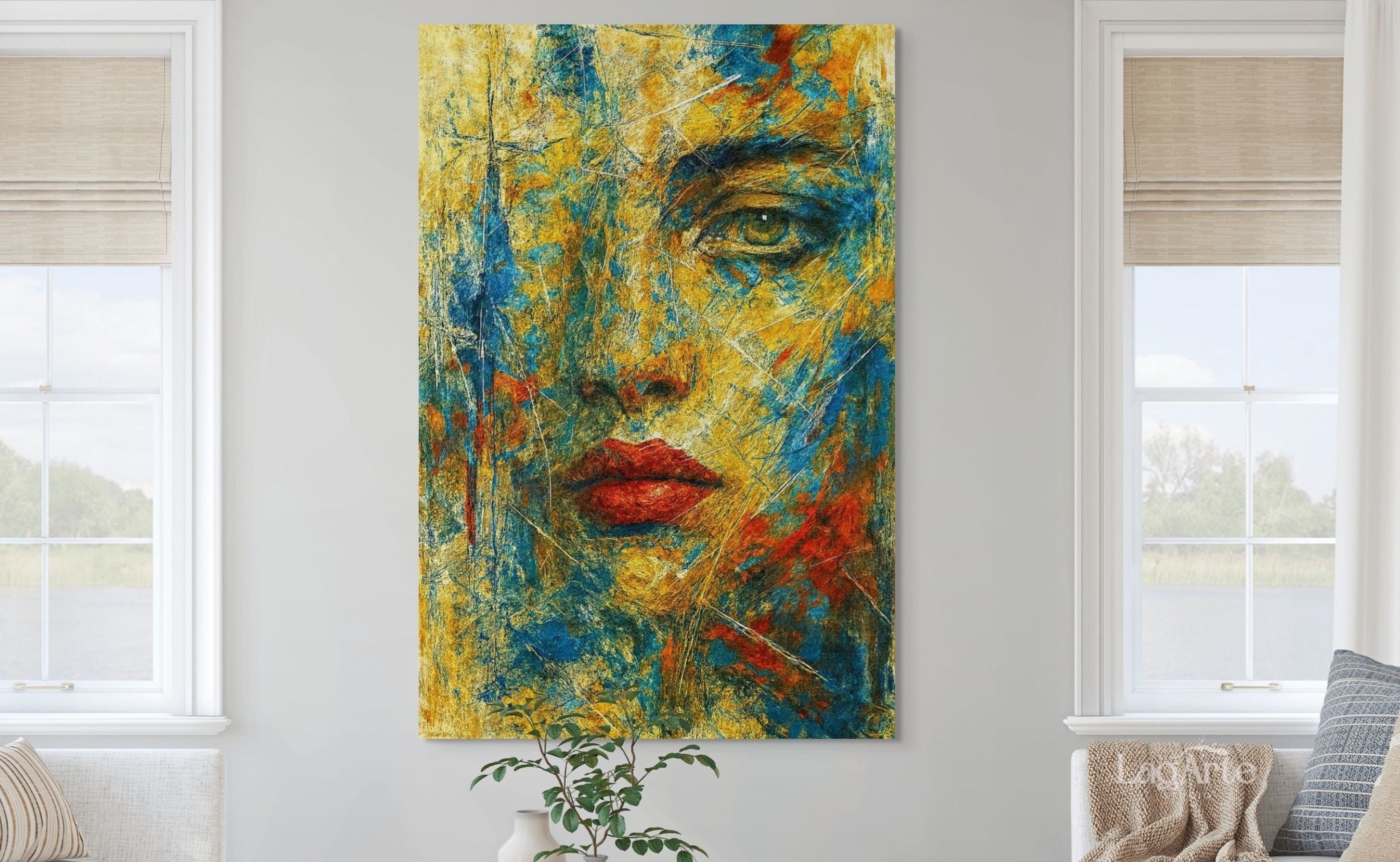 Abstract Woman Portrait Canvas Art –  Modern Expressionist Painting