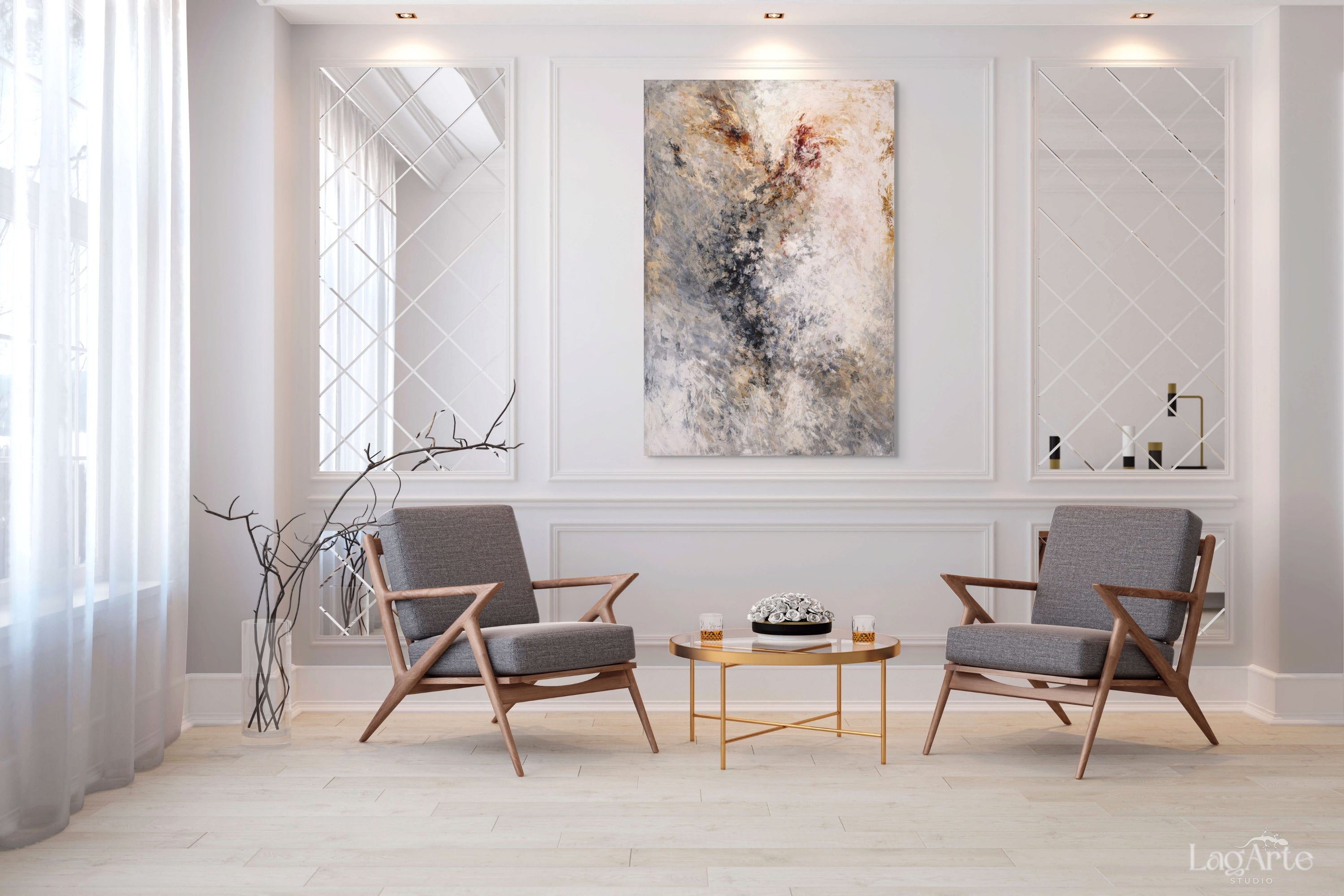 neutral abstract canvas wall art beige textured painting