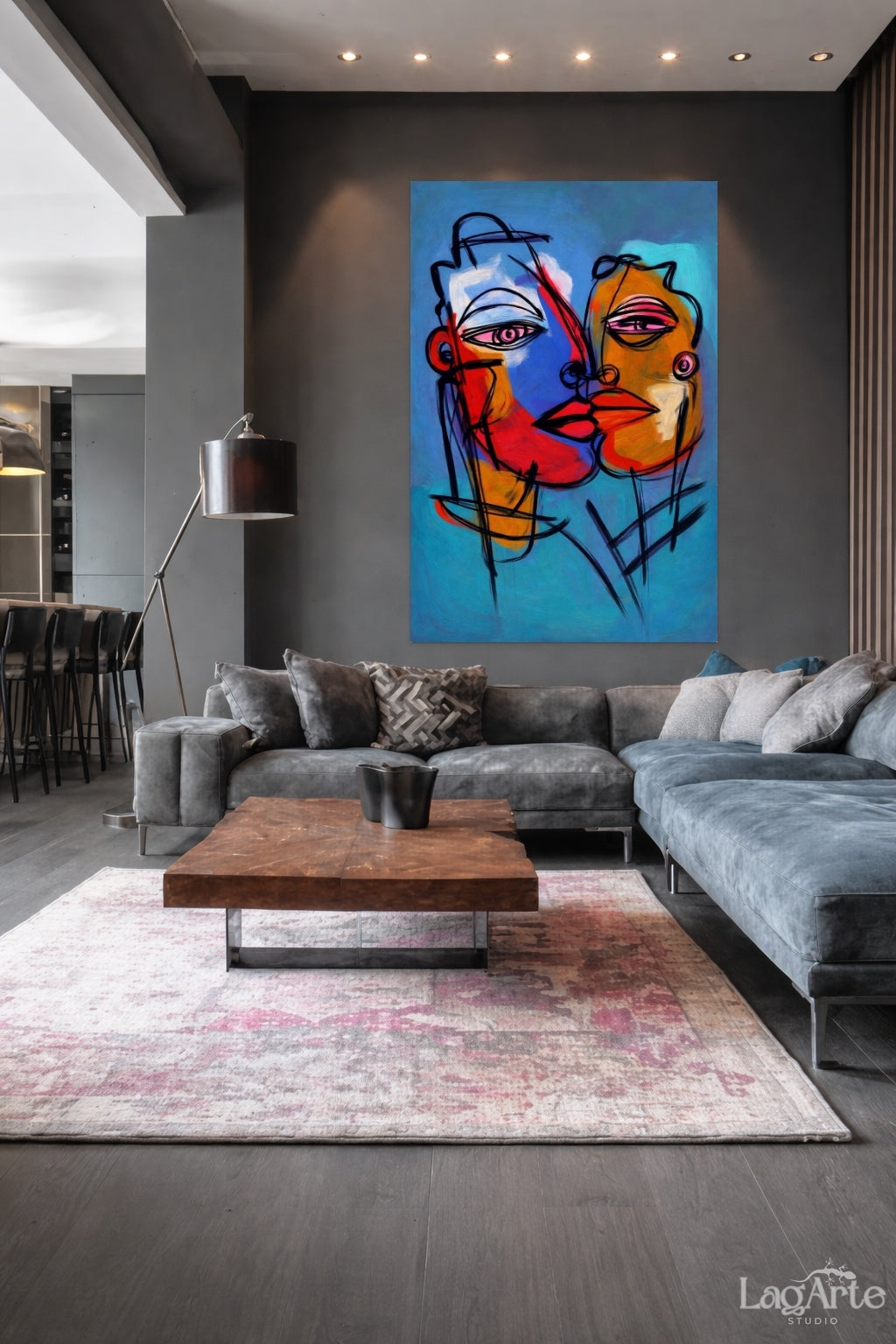 Abstract expressionist face canvas wall art