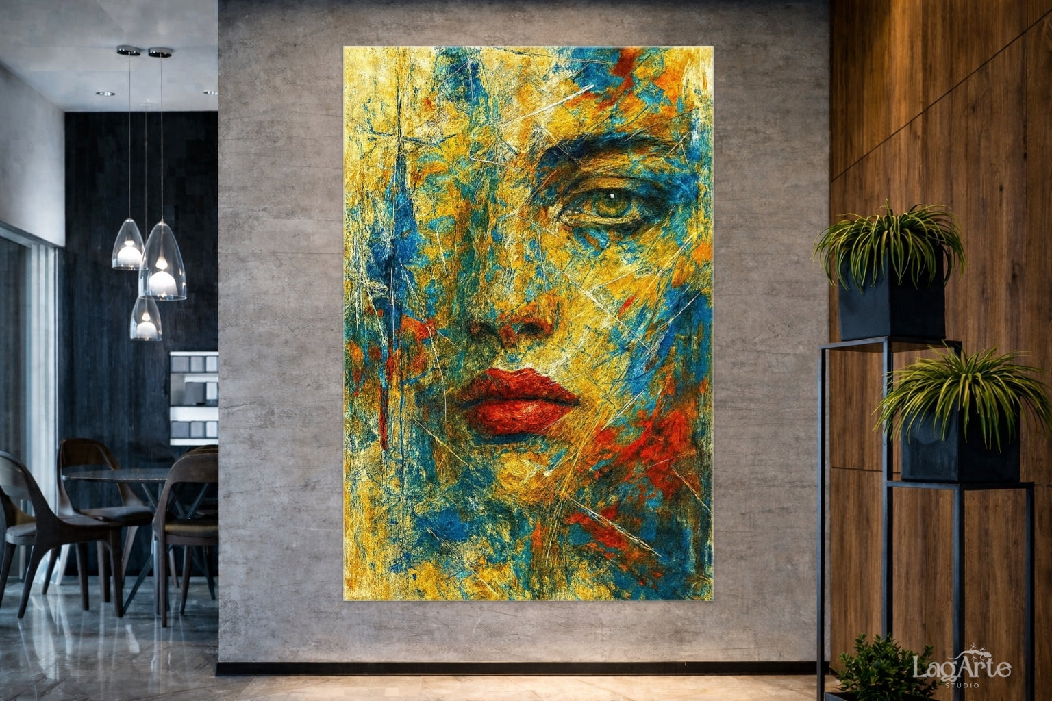 Abstract Woman Face Canvas Wall Art