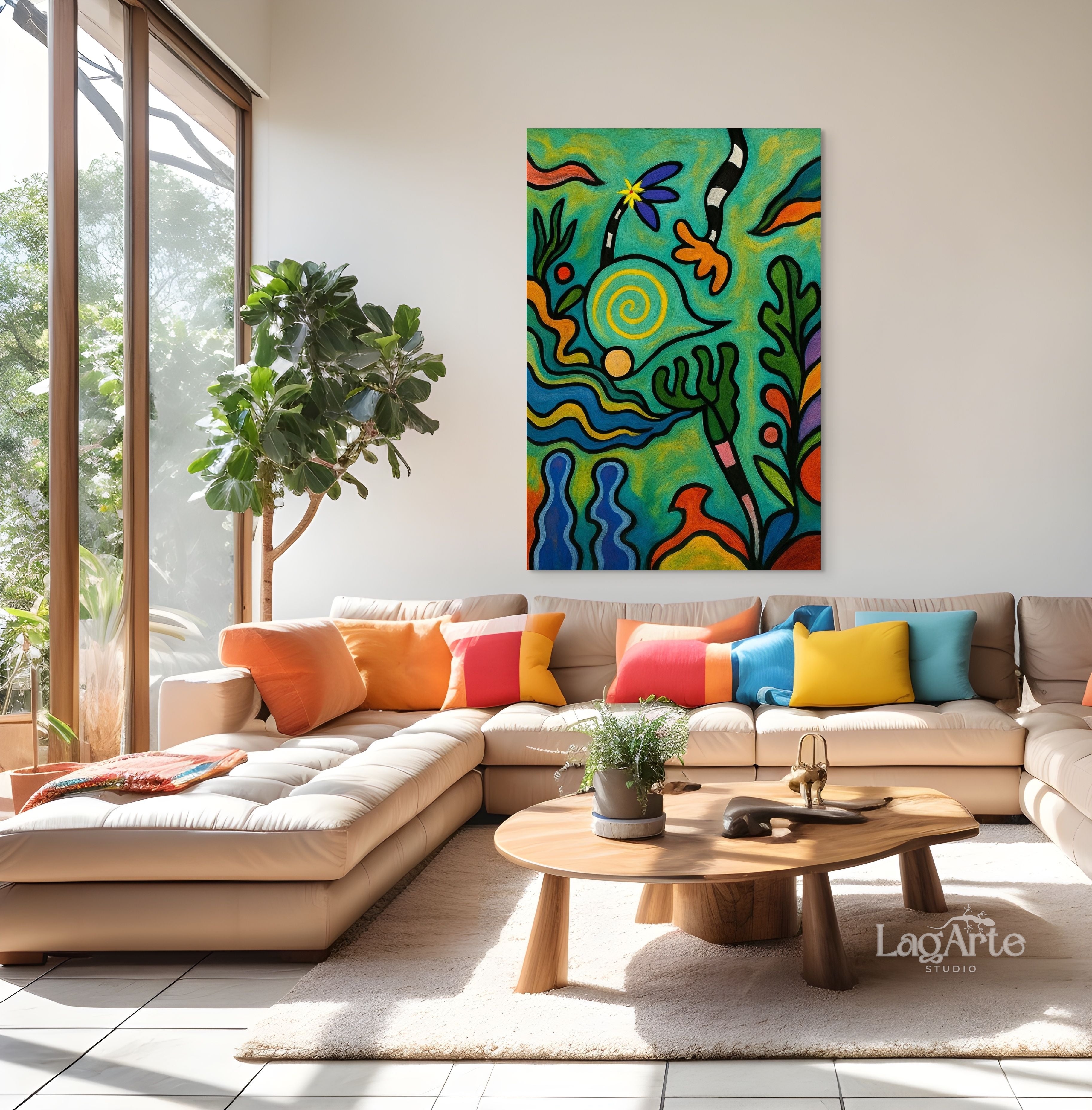 Abstract Hippie Wall Art for Living Room