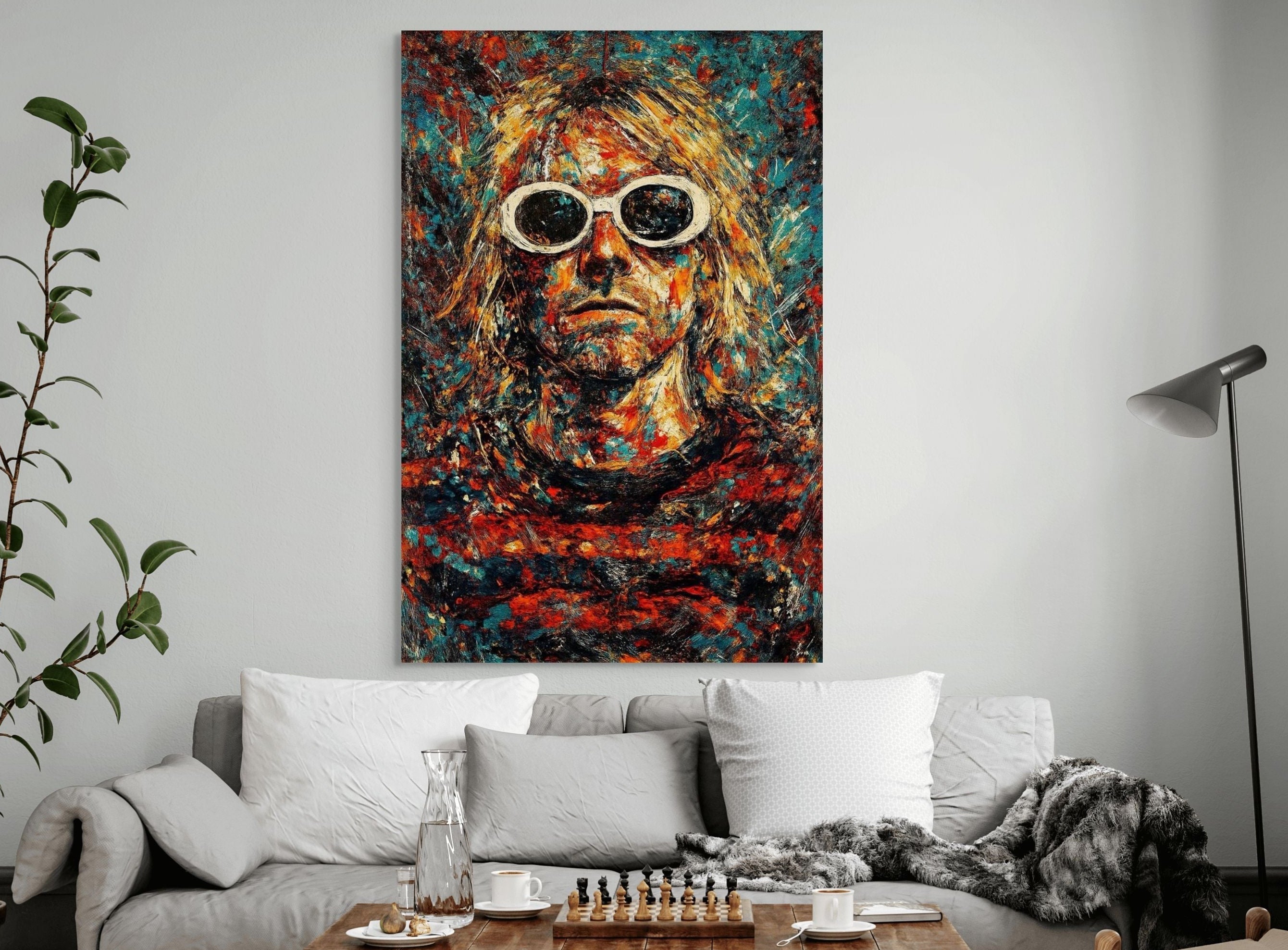 Kurt Cobain expressionist portrait canvas wall art