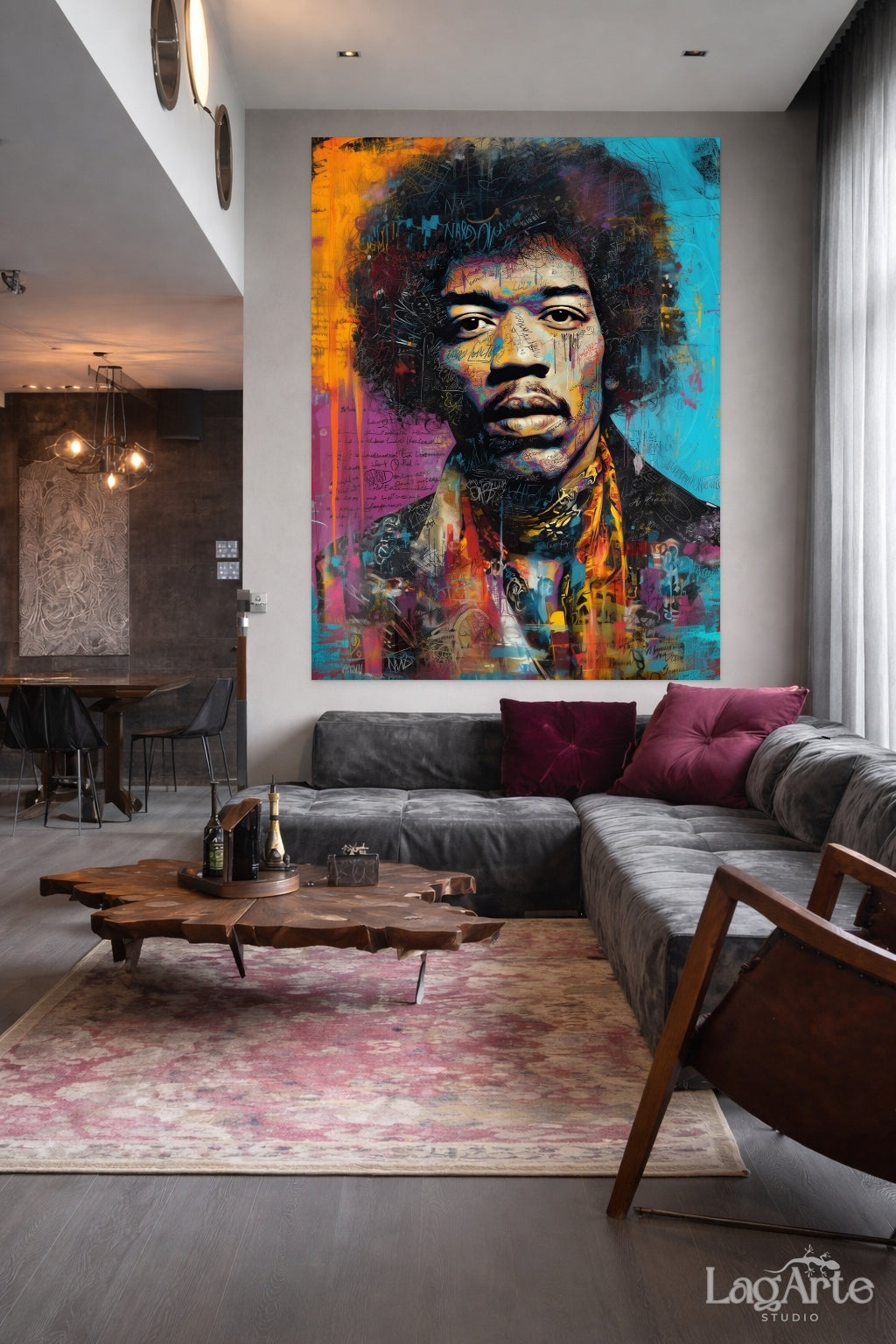 colorful jimi hendrix wall art